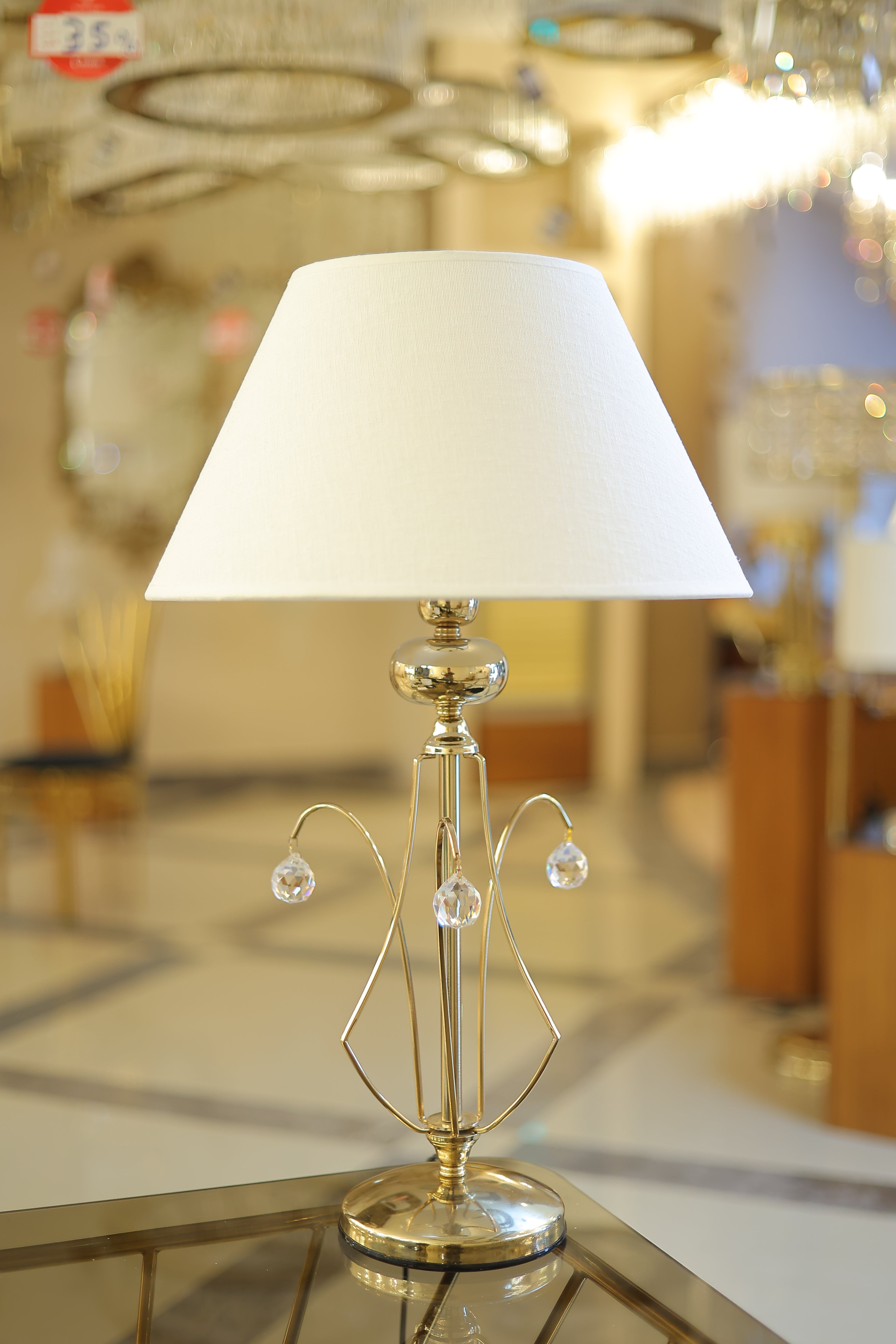 أباجورة بالي، 1 لمبة، معدن، 40×66 سم سوليتير ذهبي من قنديل مصر - Bali Table Lamp, 1 Light, Metal, 40×66cm Solitaire Gold|Kandil Egypt